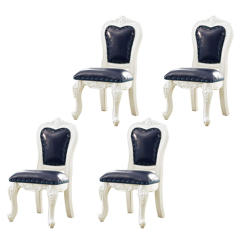 Victoria Style Rubberwood Dining Chairs Kitchen Open Back Dining Chair Set Royal Blue 4 Piece Set Clearhalo ' kitchen&dining_furn' 'Dining Chairs' 'Dining Tables & Seating' 'dining_chair' 'furn' 'furn_dining_chair' 'Furniture' 'furniture_dining_chair' 'Kitchen & Dining Furniture' 'kitchen' 4140295