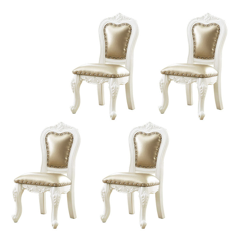 Victoria Style Rubberwood Dining Chairs Kitchen Open Back Dining Chair Set Champagne 4 Piece Set Clearhalo ' kitchen&dining_furn' 'Dining Chairs' 'Dining Tables & Seating' 'dining_chair' 'furn' 'furn_dining_chair' 'Furniture' 'furniture_dining_chair' 'Kitchen & Dining Furniture' 'kitchen' 4140307