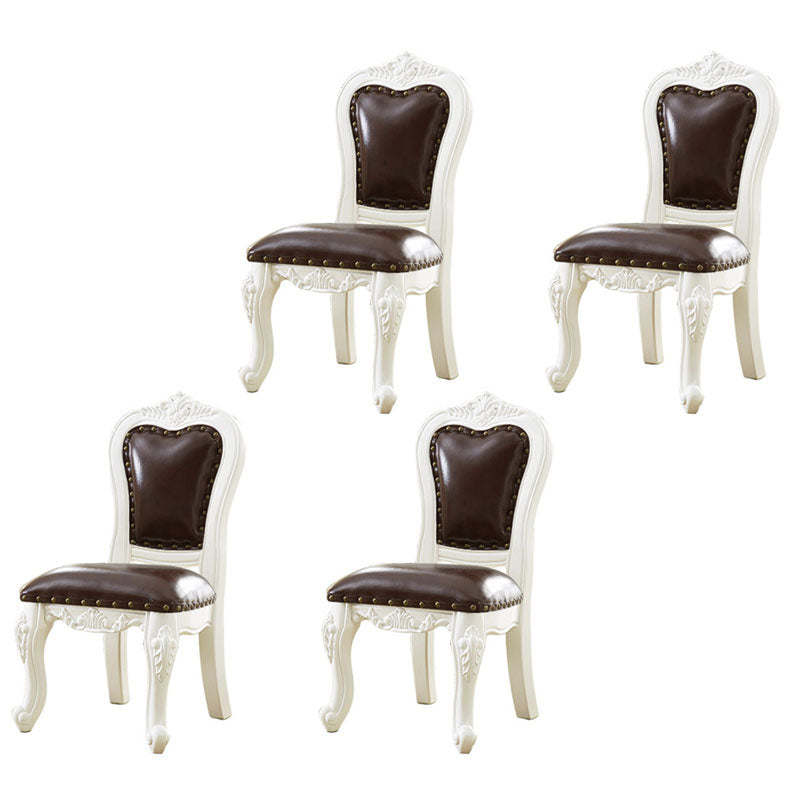 Victoria Style Rubberwood Dining Chairs Kitchen Open Back Dining Chair Set Brown 4 Piece Set Clearhalo ' kitchen&dining_furn' 'Dining Chairs' 'Dining Tables & Seating' 'dining_chair' 'furn' 'furn_dining_chair' 'Furniture' 'furniture_dining_chair' 'Kitchen & Dining Furniture' 'kitchen' 4140310