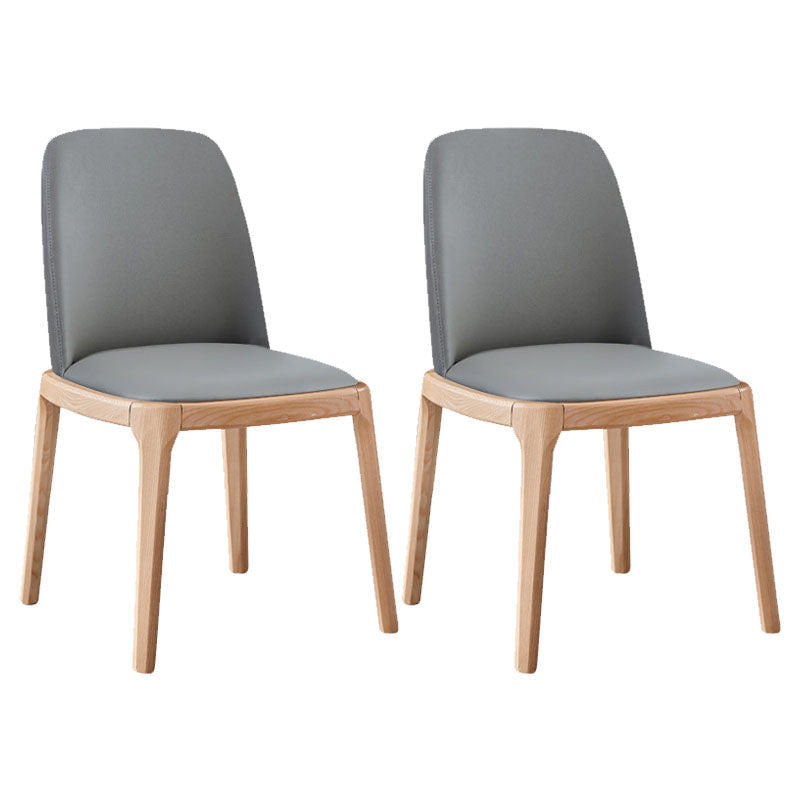 Traditional Wood Dining Armless Chair Leather Dining Side Chair (Set of 2) Gray-Yellow Clearhalo ' kitchen&dining_furn' 'Dining Chairs' 'Dining Tables & Seating' 'dining_chair' 'furn' 'furn_dining_chair' 'Furniture' 'furniture_dining_chair' 'Kitchen & Dining Furniture' 'kitchen' 4140313