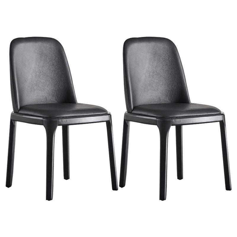 Traditional Wood Dining Armless Chair Leather Dining Side Chair (Set of 2) Black Clearhalo ' kitchen&dining_furn' 'Dining Chairs' 'Dining Tables & Seating' 'dining_chair' 'furn' 'furn_dining_chair' 'Furniture' 'furniture_dining_chair' 'Kitchen & Dining Furniture' 'kitchen' 4140314