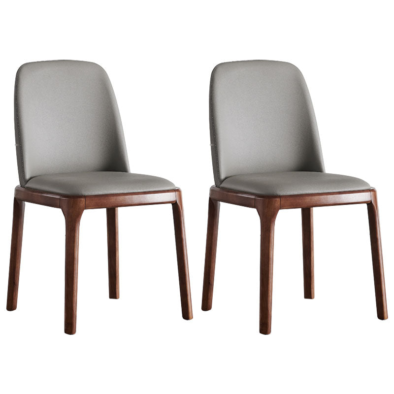 Traditional Wood Dining Armless Chair Leather Dining Side Chair (Set of 2) Gray Coffee Clearhalo ' kitchen&dining_furn' 'Dining Chairs' 'Dining Tables & Seating' 'dining_chair' 'furn' 'furn_dining_chair' 'Furniture' 'furniture_dining_chair' 'Kitchen & Dining Furniture' 'kitchen' 4140316