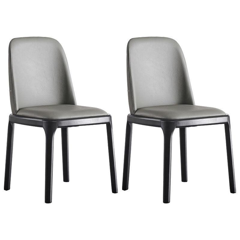 Traditional Wood Dining Armless Chair Leather Dining Side Chair (Set of 2) Gray Black Clearhalo ' kitchen&dining_furn' 'Dining Chairs' 'Dining Tables & Seating' 'dining_chair' 'furn' 'furn_dining_chair' 'Furniture' 'furniture_dining_chair' 'Kitchen & Dining Furniture' 'kitchen' 4140318