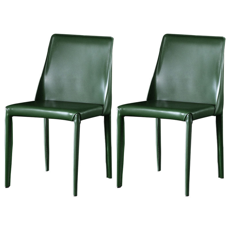 Contemporary Style Dining Chairs Armless Side Chair with Metal Legs for Kitchen (Set of 2) Green Clearhalo ' kitchen&dining_furn' 'Dining Chairs' 'Dining Tables & Seating' 'dining_chair' 'furn' 'furn_dining_chair' 'Furniture' 'furniture_dining_chair' 'Kitchen & Dining Furniture' 'kitchen' 4140329