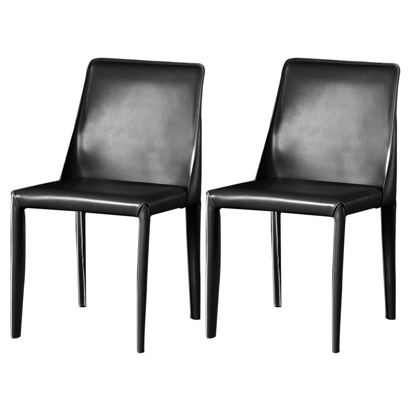 Contemporary Style Dining Chairs Armless Side Chair with Metal Legs for Kitchen (Set of 2) Black Clearhalo ' kitchen&dining_furn' 'Dining Chairs' 'Dining Tables & Seating' 'dining_chair' 'furn' 'furn_dining_chair' 'Furniture' 'furniture_dining_chair' 'Kitchen & Dining Furniture' 'kitchen' 4140332