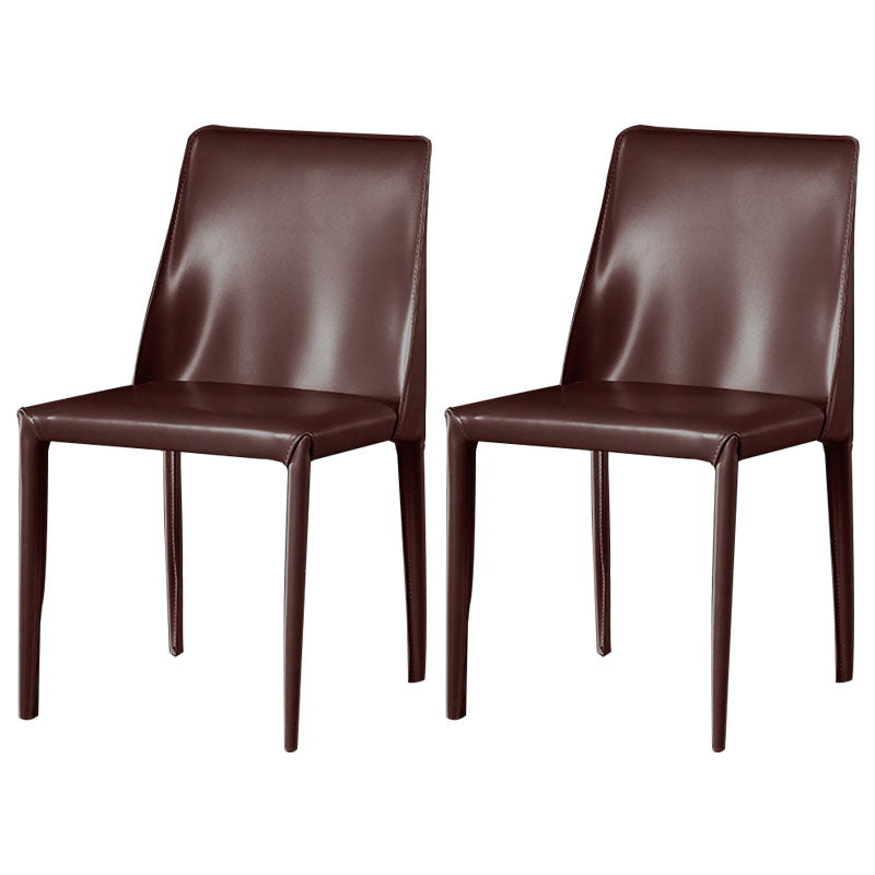 Contemporary Style Dining Chairs Armless Side Chair with Metal Legs for Kitchen (Set of 2) Brown Clearhalo ' kitchen&dining_furn' 'Dining Chairs' 'Dining Tables & Seating' 'dining_chair' 'furn' 'furn_dining_chair' 'Furniture' 'furniture_dining_chair' 'Kitchen & Dining Furniture' 'kitchen' 4140338
