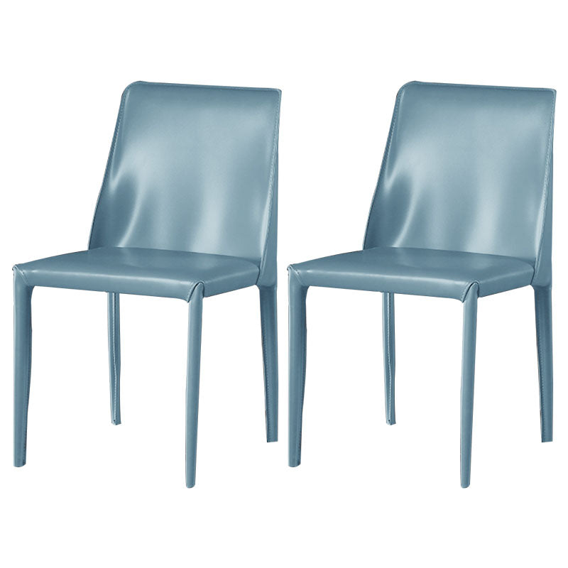 Contemporary Style Dining Chairs Armless Side Chair with Metal Legs for Kitchen (Set of 2) Light Blue Clearhalo ' kitchen&dining_furn' 'Dining Chairs' 'Dining Tables & Seating' 'dining_chair' 'furn' 'furn_dining_chair' 'Furniture' 'furniture_dining_chair' 'Kitchen & Dining Furniture' 'kitchen' 4140340