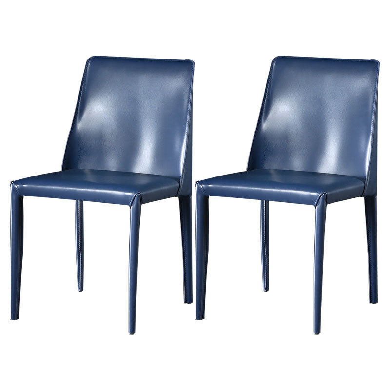 Contemporary Style Dining Chairs Armless Side Chair with Metal Legs for Kitchen (Set of 2) Blue Clearhalo ' kitchen&dining_furn' 'Dining Chairs' 'Dining Tables & Seating' 'dining_chair' 'furn' 'furn_dining_chair' 'Furniture' 'furniture_dining_chair' 'Kitchen & Dining Furniture' 'kitchen' 4140343