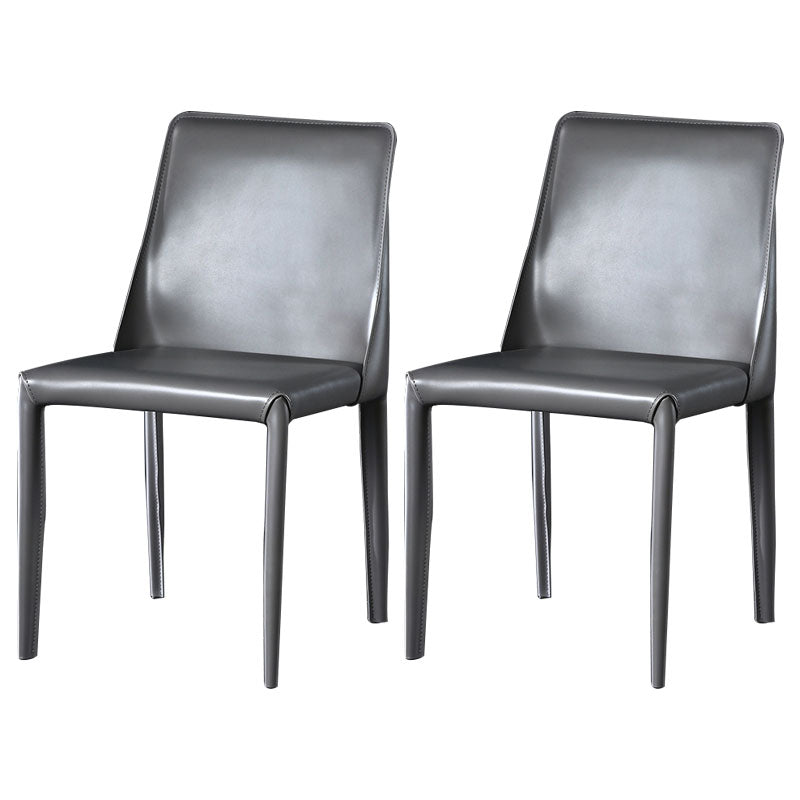 Contemporary Style Dining Chairs Armless Side Chair with Metal Legs for Kitchen (Set of 2) Dark Gray Clearhalo ' kitchen&dining_furn' 'Dining Chairs' 'Dining Tables & Seating' 'dining_chair' 'furn' 'furn_dining_chair' 'Furniture' 'furniture_dining_chair' 'Kitchen & Dining Furniture' 'kitchen' 4140344
