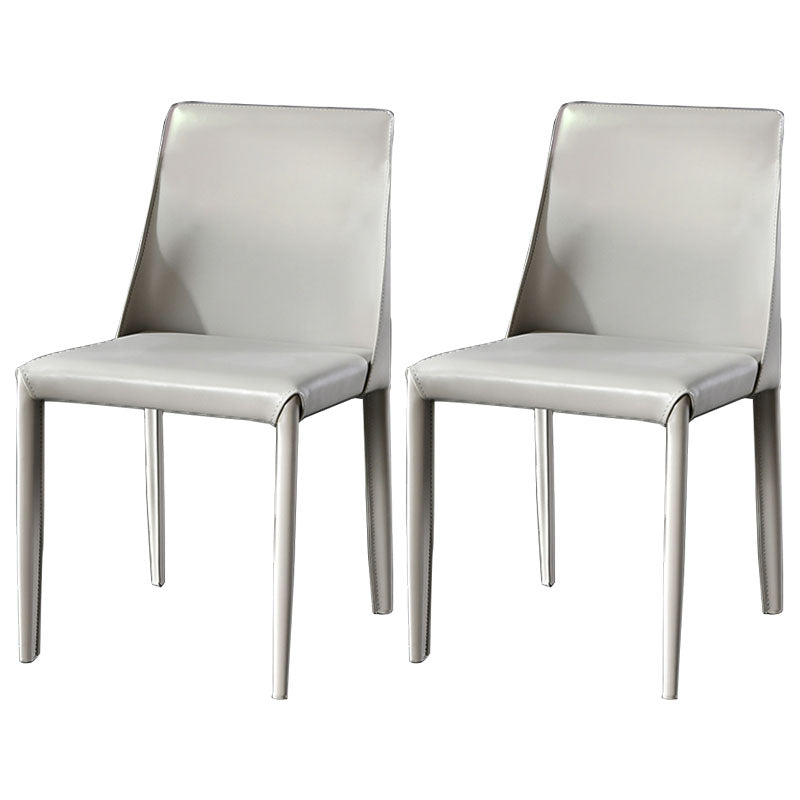 Contemporary Style Dining Chairs Armless Side Chair with Metal Legs for Kitchen (Set of 2) Light Gray Clearhalo ' kitchen&dining_furn' 'Dining Chairs' 'Dining Tables & Seating' 'dining_chair' 'furn' 'furn_dining_chair' 'Furniture' 'furniture_dining_chair' 'Kitchen & Dining Furniture' 'kitchen' 4140346