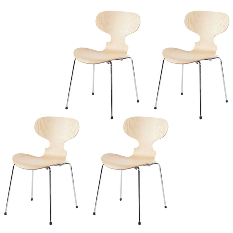 Industrial Style Metal Dining Chair Home Solid Back Armless Side Chair Wood 4 Piece Set Clearhalo ' kitchen&dining_furn' 'Dining Chairs' 'Dining Tables & Seating' 'dining_chair' 'furn' 'furn_dining_chair' 'Furniture' 'furniture_dining_chair' 'Kitchen & Dining Furniture' 'kitchen' 4140354