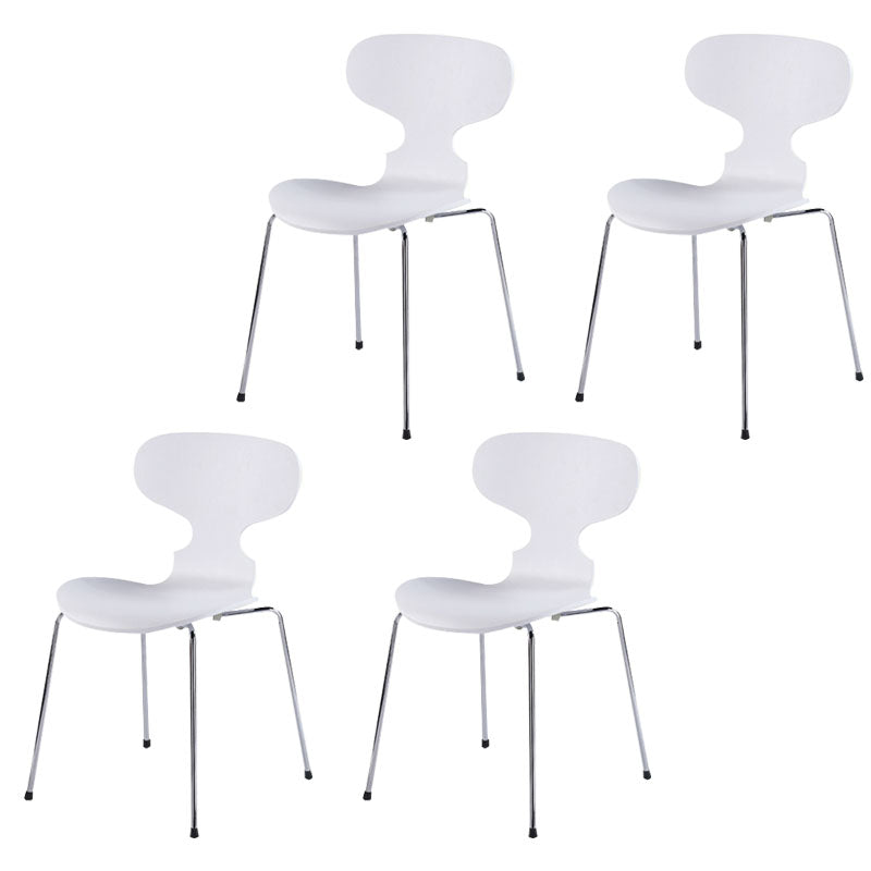 Industrial Style Metal Dining Chair Home Solid Back Armless Side Chair Textured White 4 Piece Set Clearhalo ' kitchen&dining_furn' 'Dining Chairs' 'Dining Tables & Seating' 'dining_chair' 'furn' 'furn_dining_chair' 'Furniture' 'furniture_dining_chair' 'Kitchen & Dining Furniture' 'kitchen' 4140360