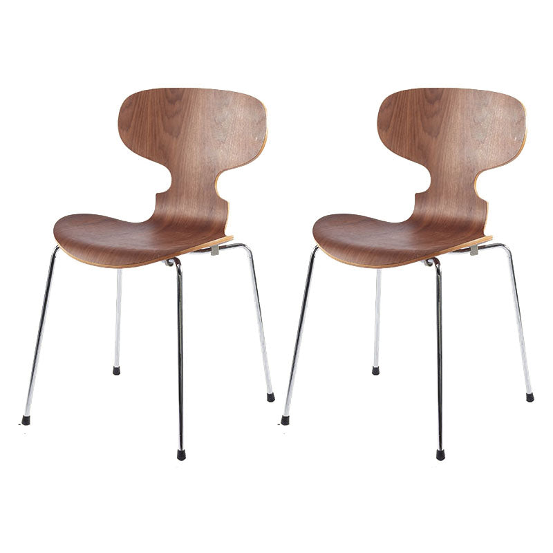 Industrial Style Metal Dining Chair Home Solid Back Armless Side Chair Brown 2 Piece Set Clearhalo ' kitchen&dining_furn' 'Dining Chairs' 'Dining Tables & Seating' 'dining_chair' 'furn' 'furn_dining_chair' 'Furniture' 'furniture_dining_chair' 'Kitchen & Dining Furniture' 'kitchen' 4140374