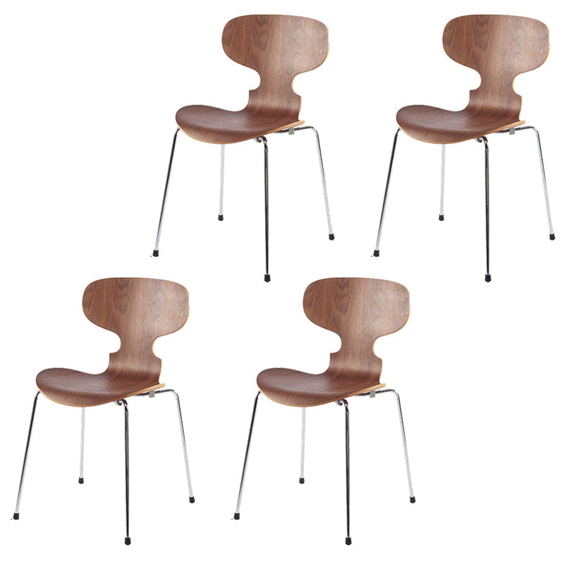 Industrial Style Metal Dining Chair Home Solid Back Armless Side Chair Brown 4 Piece Set Clearhalo ' kitchen&dining_furn' 'Dining Chairs' 'Dining Tables & Seating' 'dining_chair' 'furn' 'furn_dining_chair' 'Furniture' 'furniture_dining_chair' 'Kitchen & Dining Furniture' 'kitchen' 4140375