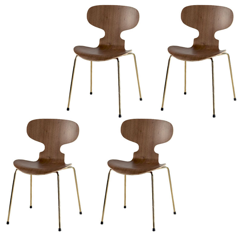 Industrial Style Metal Dining Chair Home Solid Back Armless Side Chair Walnut 4 Piece Set Clearhalo ' kitchen&dining_furn' 'Dining Chairs' 'Dining Tables & Seating' 'dining_chair' 'furn' 'furn_dining_chair' 'Furniture' 'furniture_dining_chair' 'Kitchen & Dining Furniture' 'kitchen' 4140378