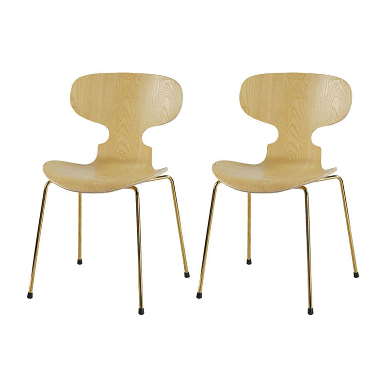 Industrial Style Metal Dining Chair Home Solid Back Armless Side Chair Natural 2 Piece Set Clearhalo ' kitchen&dining_furn' 'Dining Chairs' 'Dining Tables & Seating' 'dining_chair' 'furn' 'furn_dining_chair' 'Furniture' 'furniture_dining_chair' 'Kitchen & Dining Furniture' 'kitchen' 4140380