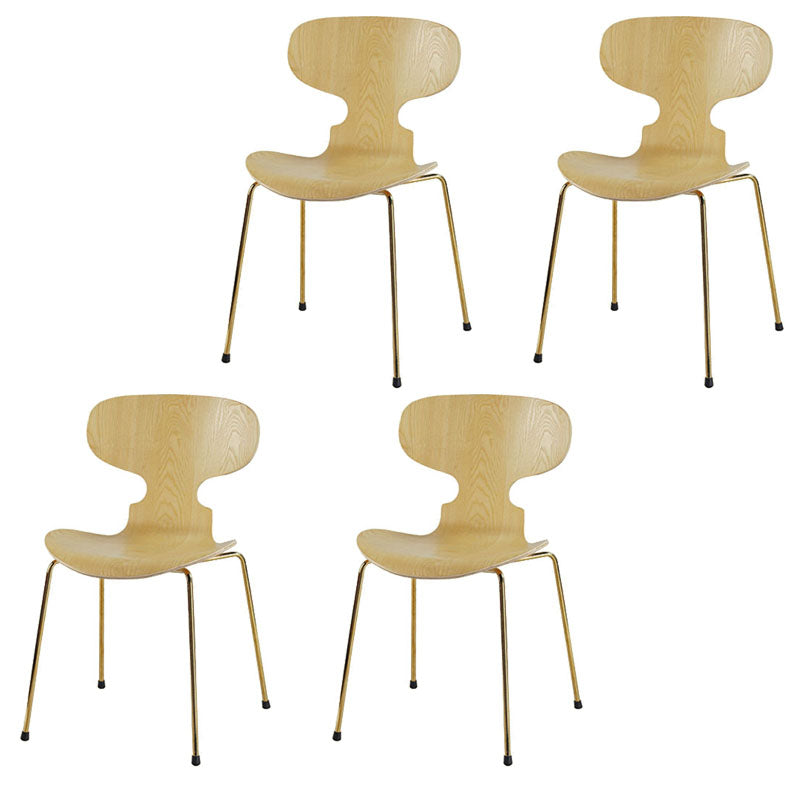 Industrial Style Metal Dining Chair Home Solid Back Armless Side Chair Natural 4 Piece Set Clearhalo ' kitchen&dining_furn' 'Dining Chairs' 'Dining Tables & Seating' 'dining_chair' 'furn' 'furn_dining_chair' 'Furniture' 'furniture_dining_chair' 'Kitchen & Dining Furniture' 'kitchen' 4140381