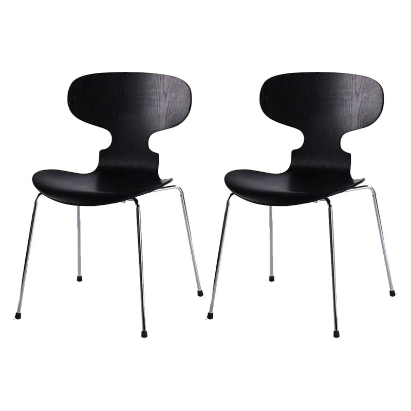 Industrial Style Metal Dining Chair Home Solid Back Armless Side Chair Matte Black 2 Piece Set Clearhalo ' kitchen&dining_furn' 'Dining Chairs' 'Dining Tables & Seating' 'dining_chair' 'furn' 'furn_dining_chair' 'Furniture' 'furniture_dining_chair' 'Kitchen & Dining Furniture' 'kitchen' 4140383
