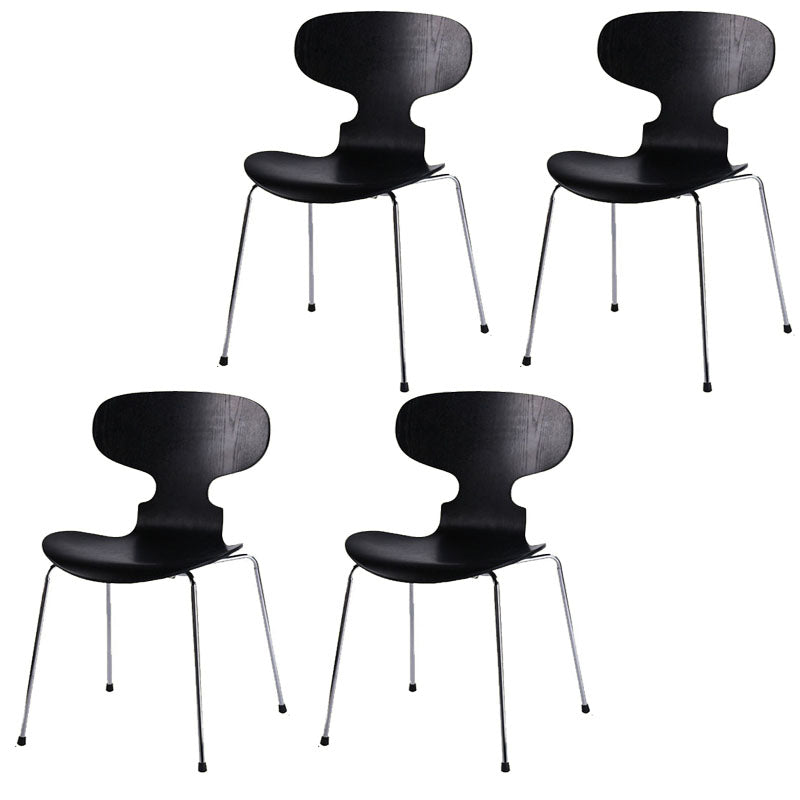 Industrial Style Metal Dining Chair Home Solid Back Armless Side Chair Matte Black 4 Piece Set Clearhalo ' kitchen&dining_furn' 'Dining Chairs' 'Dining Tables & Seating' 'dining_chair' 'furn' 'furn_dining_chair' 'Furniture' 'furniture_dining_chair' 'Kitchen & Dining Furniture' 'kitchen' 4140384