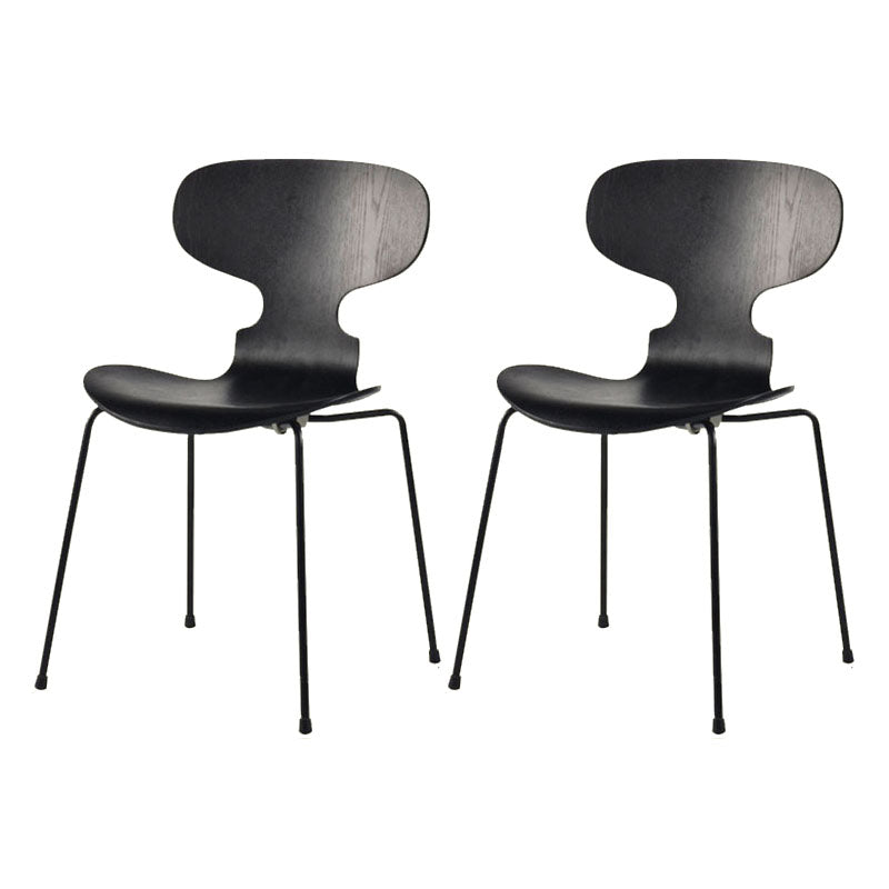 Industrial Style Metal Dining Chair Home Solid Back Armless Side Chair Black 2 Piece Set Clearhalo ' kitchen&dining_furn' 'Dining Chairs' 'Dining Tables & Seating' 'dining_chair' 'furn' 'furn_dining_chair' 'Furniture' 'furniture_dining_chair' 'Kitchen & Dining Furniture' 'kitchen' 4140386