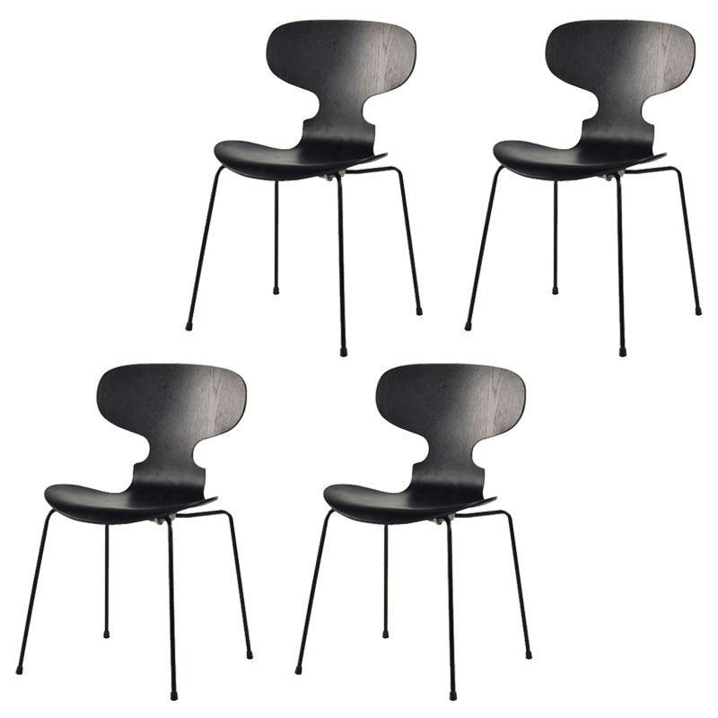 Industrial Style Metal Dining Chair Home Solid Back Armless Side Chair Black 4 Piece Set Clearhalo ' kitchen&dining_furn' 'Dining Chairs' 'Dining Tables & Seating' 'dining_chair' 'furn' 'furn_dining_chair' 'Furniture' 'furniture_dining_chair' 'Kitchen & Dining Furniture' 'kitchen' 4140387