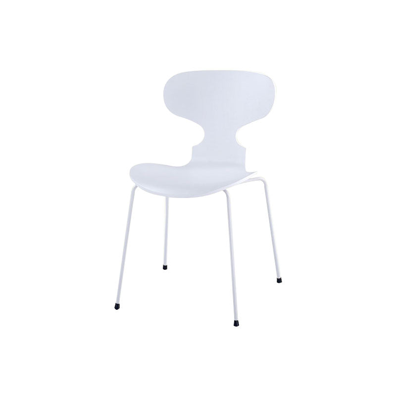 Industrial Style Metal Dining Chair Home Solid Back Armless Side Chair White 1 Piece Clearhalo ' kitchen&dining_furn' 'Dining Chairs' 'Dining Tables & Seating' 'dining_chair' 'furn' 'furn_dining_chair' 'Furniture' 'furniture_dining_chair' 'Kitchen & Dining Furniture' 'kitchen' 4140388