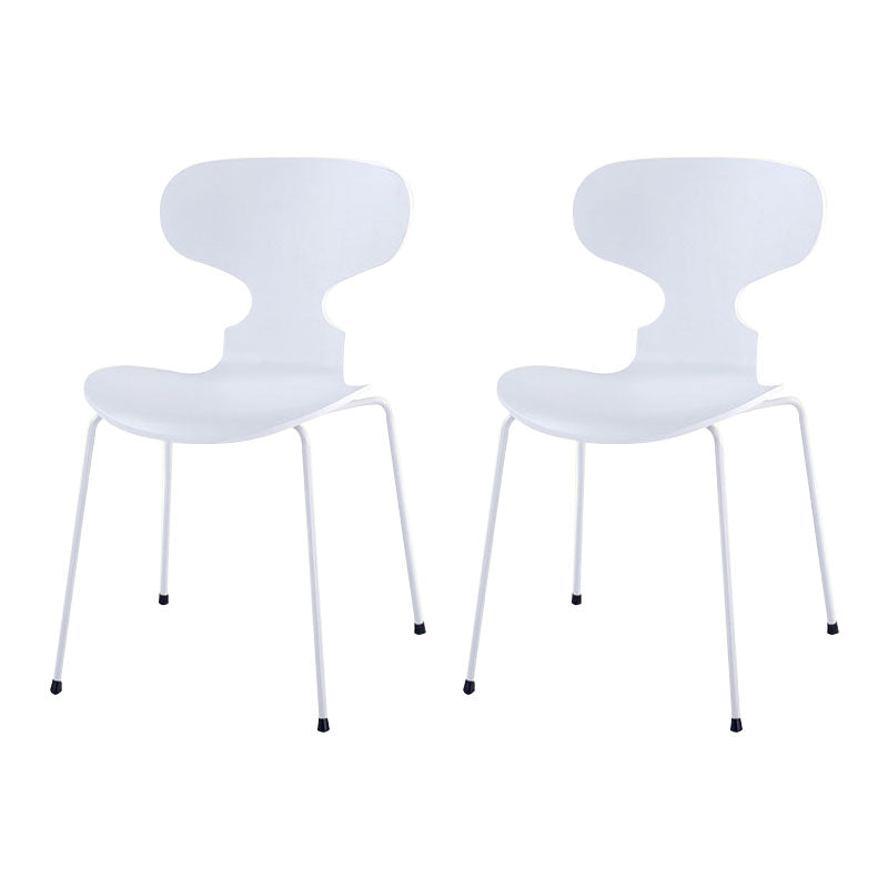 Industrial Style Metal Dining Chair Home Solid Back Armless Side Chair White 2 Piece Set Clearhalo ' kitchen&dining_furn' 'Dining Chairs' 'Dining Tables & Seating' 'dining_chair' 'furn' 'furn_dining_chair' 'Furniture' 'furniture_dining_chair' 'Kitchen & Dining Furniture' 'kitchen' 4140389