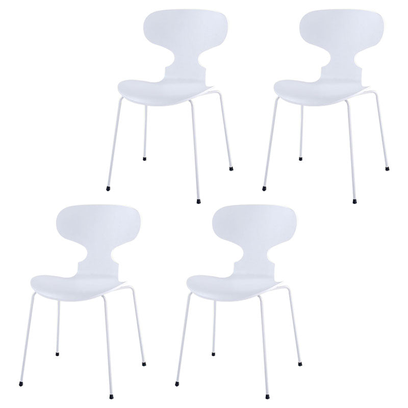 Industrial Style Metal Dining Chair Home Solid Back Armless Side Chair White 4 Piece Set Clearhalo ' kitchen&dining_furn' 'Dining Chairs' 'Dining Tables & Seating' 'dining_chair' 'furn' 'furn_dining_chair' 'Furniture' 'furniture_dining_chair' 'Kitchen & Dining Furniture' 'kitchen' 4140390