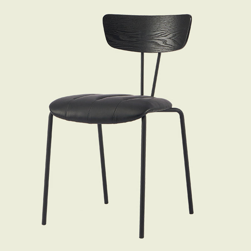 Industrial Metal Dining Side Chair Home Wishbone Armless Cushioned Side Chair Black 1 Piece Clearhalo ' kitchen&dining_furn' 'Dining Chairs' 'Dining Tables & Seating' 'dining_chair' 'Furniture' 'furniture_dining_chair' 'Kitchen & Dining Furniture' 'kitchen' 4140393