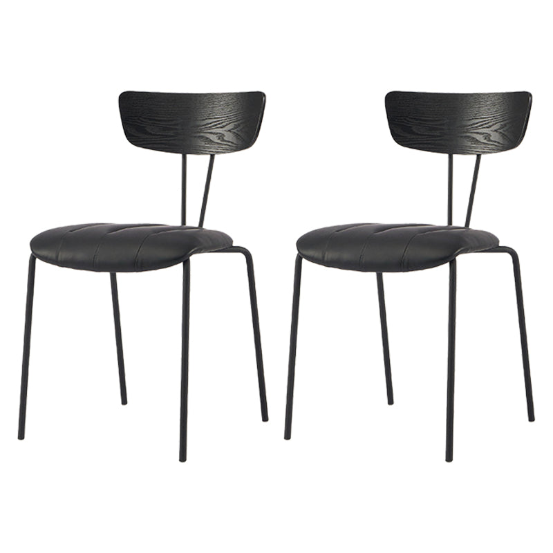 Industrial Metal Dining Side Chair Home Wishbone Armless Cushioned Side Chair Black Set of 2 Clearhalo ' kitchen&dining_furn' 'Dining Chairs' 'Dining Tables & Seating' 'dining_chair' 'Furniture' 'furniture_dining_chair' 'Kitchen & Dining Furniture' 'kitchen' 4140394
