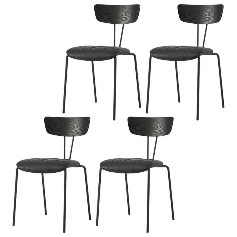 Industrial Metal Dining Side Chair Home Wishbone Armless Cushioned Side Chair Black Set of 4 Clearhalo ' kitchen&dining_furn' 'Dining Chairs' 'Dining Tables & Seating' 'dining_chair' 'Furniture' 'furniture_dining_chair' 'Kitchen & Dining Furniture' 'kitchen' 4140396