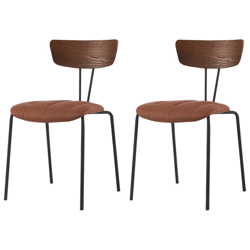 Industrial Metal Dining Side Chair Home Wishbone Armless Cushioned Side Chair Brown Set of 2 Clearhalo ' kitchen&dining_furn' 'Dining Chairs' 'Dining Tables & Seating' 'dining_chair' 'Furniture' 'furniture_dining_chair' 'Kitchen & Dining Furniture' 'kitchen' 4140401