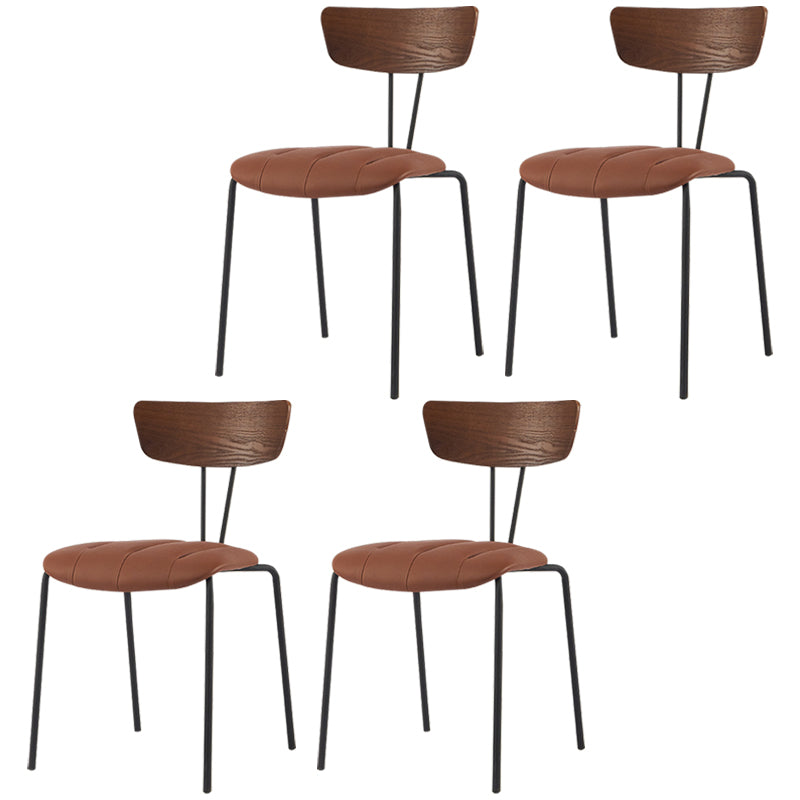 Industrial Metal Dining Side Chair Home Wishbone Armless Cushioned Side Chair Brown Set of 4 Clearhalo ' kitchen&dining_furn' 'Dining Chairs' 'Dining Tables & Seating' 'dining_chair' 'Furniture' 'furniture_dining_chair' 'Kitchen & Dining Furniture' 'kitchen' 4140403