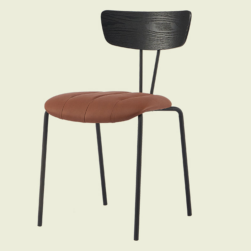 Industrial Metal Dining Side Chair Home Wishbone Armless Cushioned Side Chair Black-Brown 1 Piece Clearhalo ' kitchen&dining_furn' 'Dining Chairs' 'Dining Tables & Seating' 'dining_chair' 'Furniture' 'furniture_dining_chair' 'Kitchen & Dining Furniture' 'kitchen' 4140405