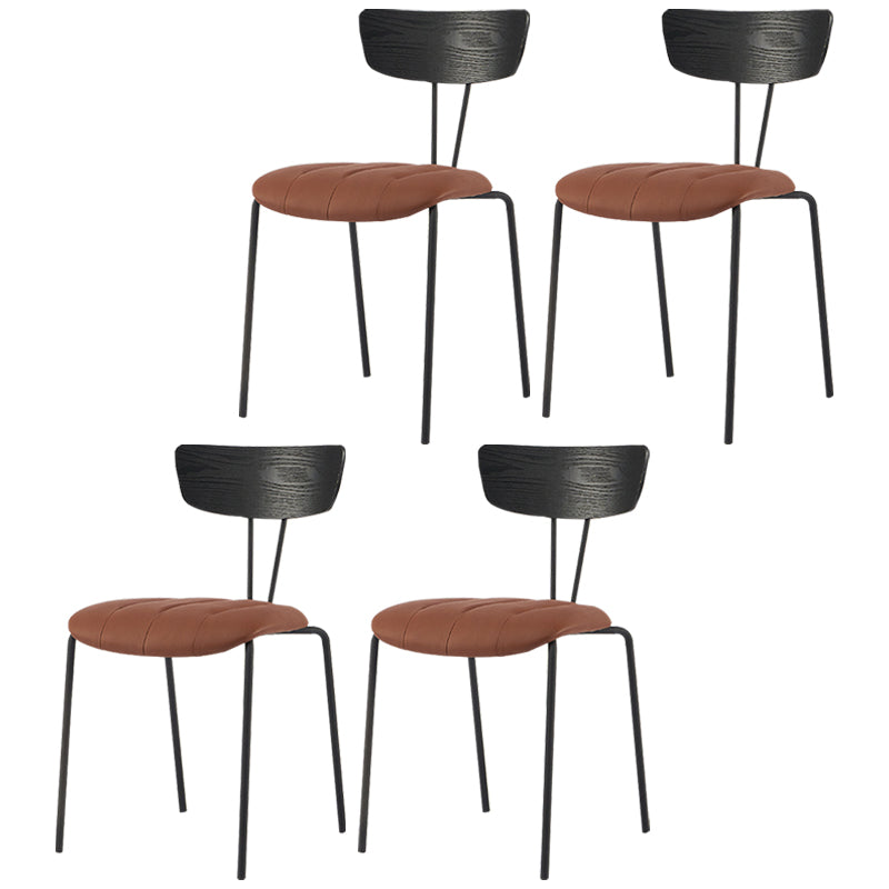 Industrial Metal Dining Side Chair Home Wishbone Armless Cushioned Side Chair Black-Brown Set of 4 Clearhalo ' kitchen&dining_furn' 'Dining Chairs' 'Dining Tables & Seating' 'dining_chair' 'Furniture' 'furniture_dining_chair' 'Kitchen & Dining Furniture' 'kitchen' 4140409