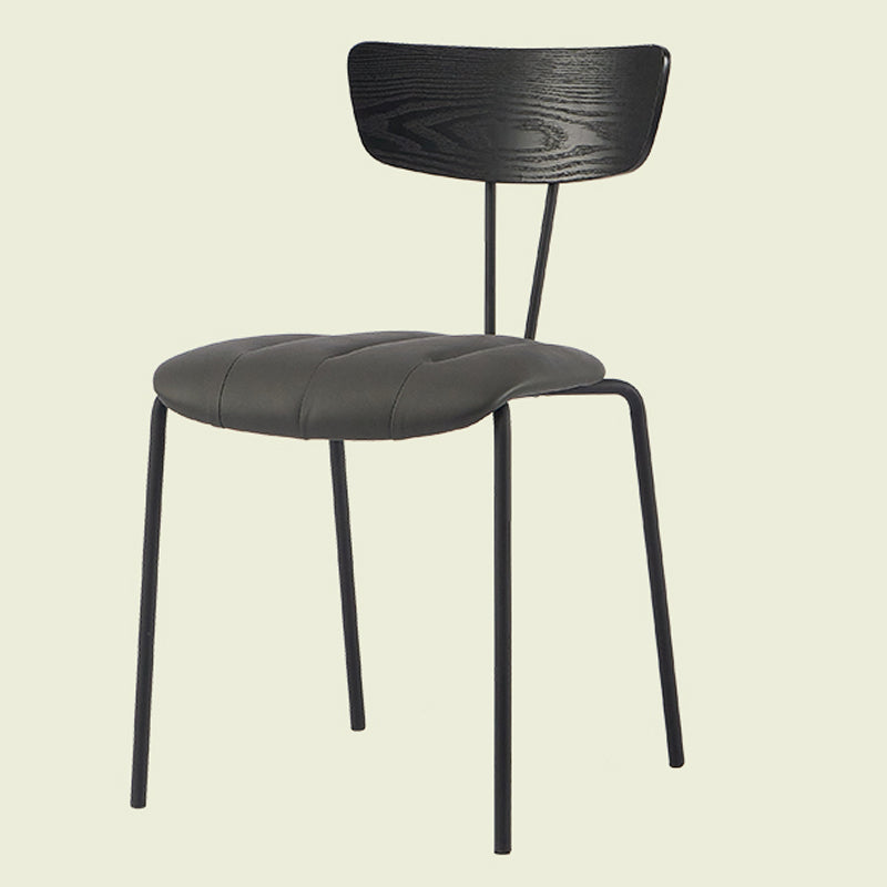 Industrial Metal Dining Side Chair Home Wishbone Armless Cushioned Side Chair Black-Gray 1 Piece Clearhalo ' kitchen&dining_furn' 'Dining Chairs' 'Dining Tables & Seating' 'dining_chair' 'Furniture' 'furniture_dining_chair' 'Kitchen & Dining Furniture' 'kitchen' 4140411