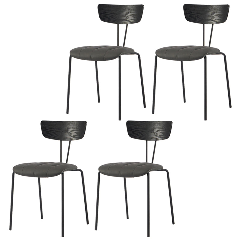 Industrial Metal Dining Side Chair Home Wishbone Armless Cushioned Side Chair Black-Gray Set of 4 Clearhalo ' kitchen&dining_furn' 'Dining Chairs' 'Dining Tables & Seating' 'dining_chair' 'Furniture' 'furniture_dining_chair' 'Kitchen & Dining Furniture' 'kitchen' 4140414