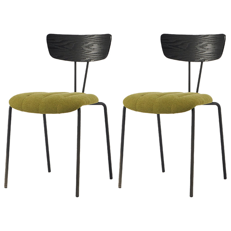 Industrial Metal Dining Side Chair Home Wishbone Armless Cushioned Side Chair Black Green Set of 2 Clearhalo ' kitchen&dining_furn' 'Dining Chairs' 'Dining Tables & Seating' 'dining_chair' 'Furniture' 'furniture_dining_chair' 'Kitchen & Dining Furniture' 'kitchen' 4140417