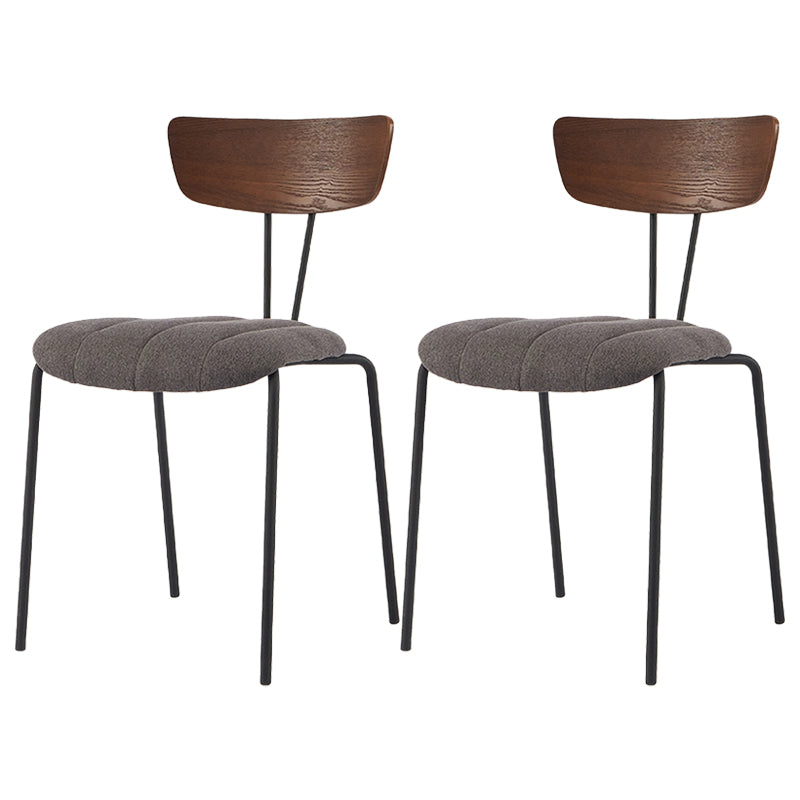 Industrial Metal Dining Side Chair Home Wishbone Armless Cushioned Side Chair Gray Coffee Set of 2 Clearhalo ' kitchen&dining_furn' 'Dining Chairs' 'Dining Tables & Seating' 'dining_chair' 'Furniture' 'furniture_dining_chair' 'Kitchen & Dining Furniture' 'kitchen' 4140420
