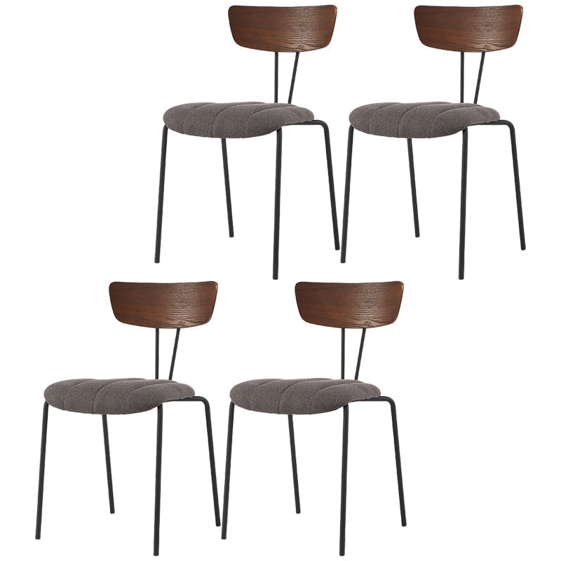 Industrial Metal Dining Side Chair Home Wishbone Armless Cushioned Side Chair Gray Coffee Set of 4 Clearhalo ' kitchen&dining_furn' 'Dining Chairs' 'Dining Tables & Seating' 'dining_chair' 'Furniture' 'furniture_dining_chair' 'Kitchen & Dining Furniture' 'kitchen' 4140421