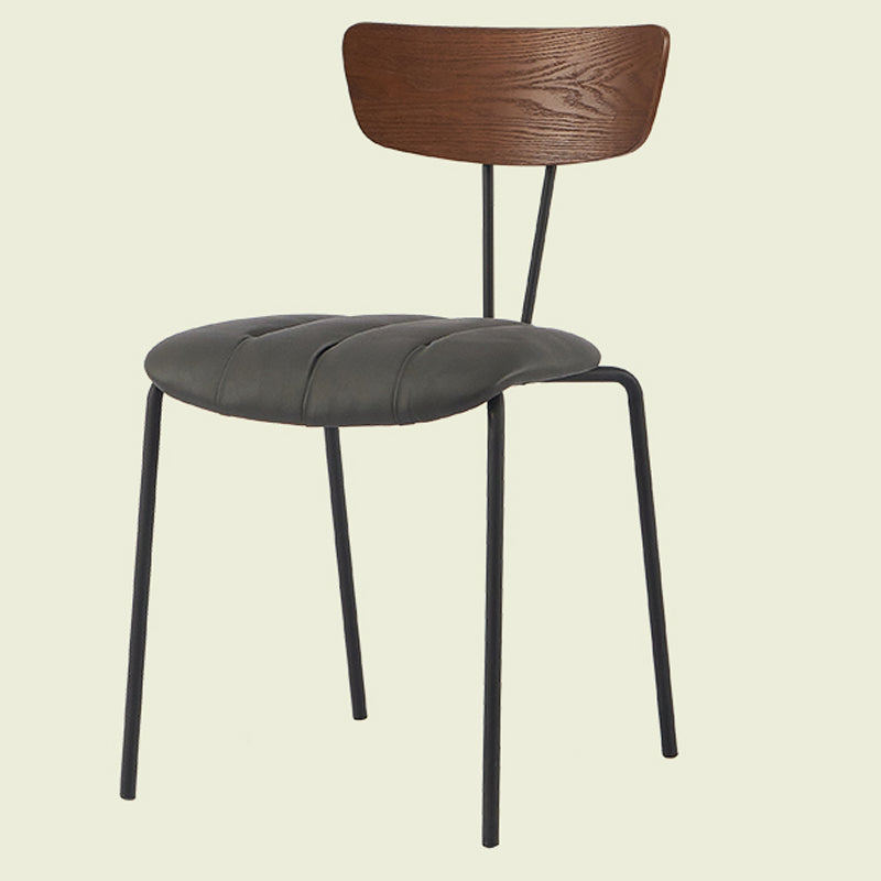 Industrial Metal Dining Side Chair Home Wishbone Armless Cushioned Side Chair Gray-Khaki 1 Piece Clearhalo ' kitchen&dining_furn' 'Dining Chairs' 'Dining Tables & Seating' 'dining_chair' 'Furniture' 'furniture_dining_chair' 'Kitchen & Dining Furniture' 'kitchen' 4140422