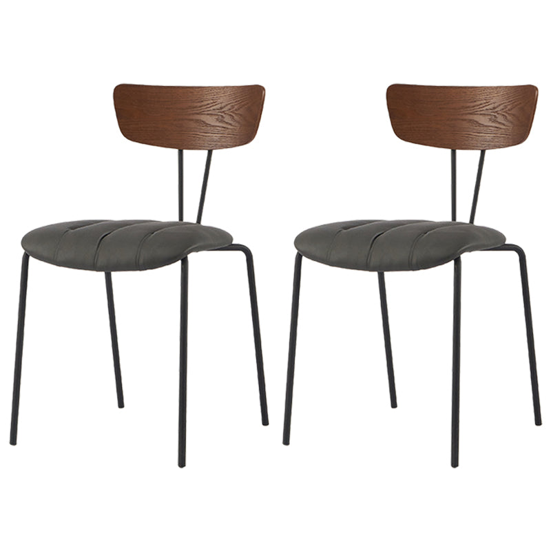 Industrial Metal Dining Side Chair Home Wishbone Armless Cushioned Side Chair Gray-Khaki Set of 2 Clearhalo ' kitchen&dining_furn' 'Dining Chairs' 'Dining Tables & Seating' 'dining_chair' 'Furniture' 'furniture_dining_chair' 'Kitchen & Dining Furniture' 'kitchen' 4140423