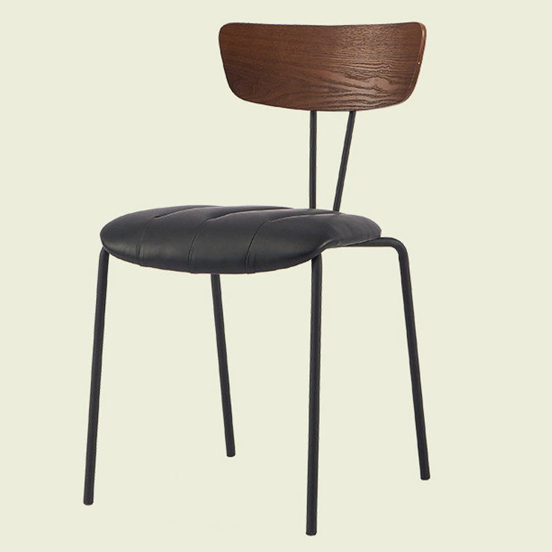 Industrial Metal Dining Side Chair Home Wishbone Armless Cushioned Side Chair Brown-Black 1 Piece Clearhalo ' kitchen&dining_furn' 'Dining Chairs' 'Dining Tables & Seating' 'dining_chair' 'Furniture' 'furniture_dining_chair' 'Kitchen & Dining Furniture' 'kitchen' 4140425