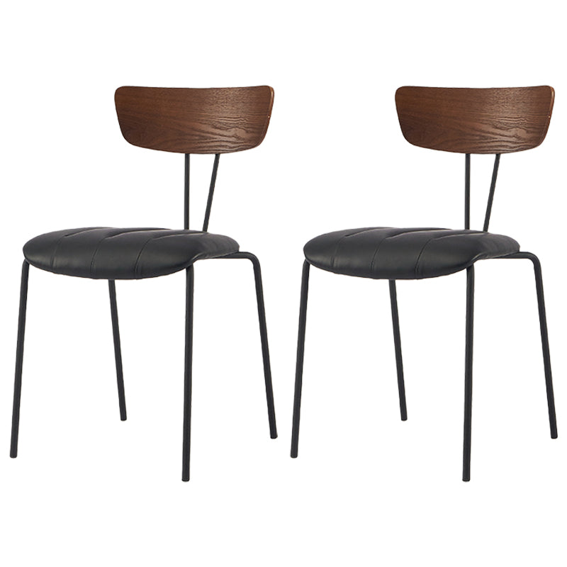 Industrial Metal Dining Side Chair Home Wishbone Armless Cushioned Side Chair Brown-Black Set of 2 Clearhalo ' kitchen&dining_furn' 'Dining Chairs' 'Dining Tables & Seating' 'dining_chair' 'Furniture' 'furniture_dining_chair' 'Kitchen & Dining Furniture' 'kitchen' 4140426