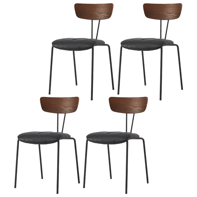 Industrial Metal Dining Side Chair Home Wishbone Armless Cushioned Side Chair Brown-Black Set of 4 Clearhalo ' kitchen&dining_furn' 'Dining Chairs' 'Dining Tables & Seating' 'dining_chair' 'Furniture' 'furniture_dining_chair' 'Kitchen & Dining Furniture' 'kitchen' 4140427