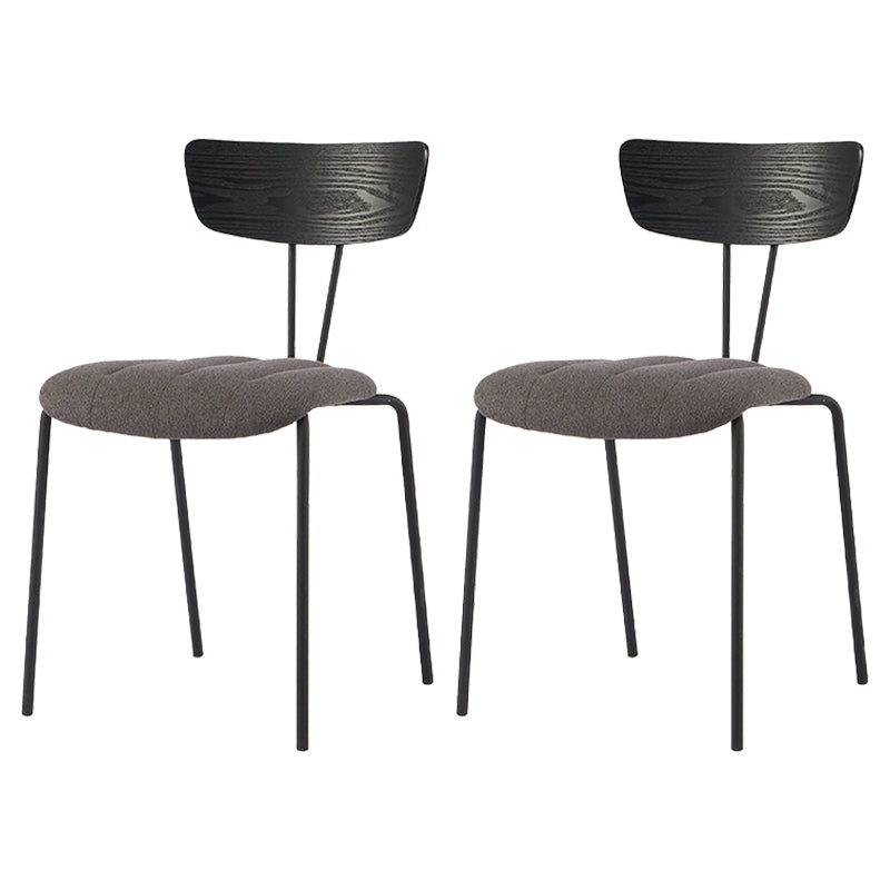 Industrial Metal Dining Side Chair Home Wishbone Armless Cushioned Side Chair Black-Dark Gray Set of 2 Clearhalo ' kitchen&dining_furn' 'Dining Chairs' 'Dining Tables & Seating' 'dining_chair' 'Furniture' 'furniture_dining_chair' 'Kitchen & Dining Furniture' 'kitchen' 4140429