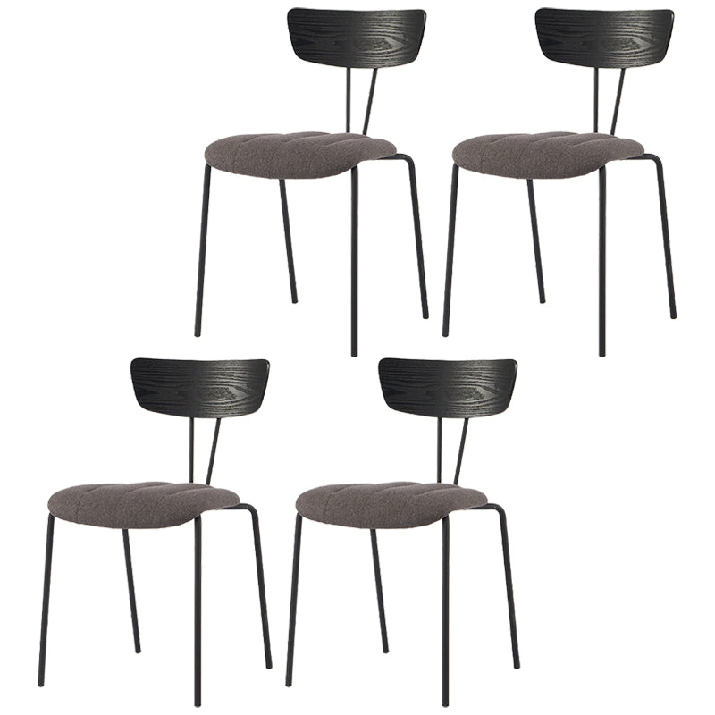 Industrial Metal Dining Side Chair Home Wishbone Armless Cushioned Side Chair Black-Dark Gray Set of 4 Clearhalo ' kitchen&dining_furn' 'Dining Chairs' 'Dining Tables & Seating' 'dining_chair' 'Furniture' 'furniture_dining_chair' 'Kitchen & Dining Furniture' 'kitchen' 4140430