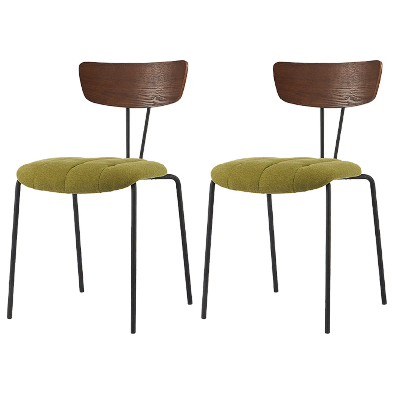 Industrial Metal Dining Side Chair Home Wishbone Armless Cushioned Side Chair Green-Coffee Set of 2 Clearhalo ' kitchen&dining_furn' 'Dining Chairs' 'Dining Tables & Seating' 'dining_chair' 'Furniture' 'furniture_dining_chair' 'Kitchen & Dining Furniture' 'kitchen' 4140432