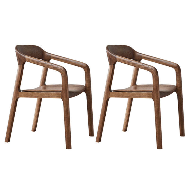 Traditional Style Ash Wood Chair Set Kitchen Open Back Dining Arm Chairs Walnut 2 Piece Set Clearhalo ' kitchen&dining_furn' 'Dining Chairs' 'Dining Tables & Seating' 'dining_chair' 'furn' 'furn_dining_chair' 'Furniture' 'furniture_dining_chair' 'Kitchen & Dining Furniture' 'kitchen' 4140496
