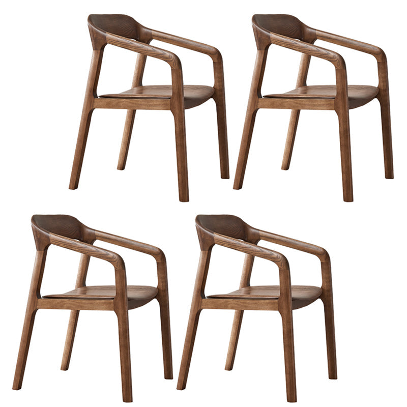 Traditional Style Ash Wood Chair Set Kitchen Open Back Dining Arm Chairs Walnut 4 Piece Set Clearhalo ' kitchen&dining_furn' 'Dining Chairs' 'Dining Tables & Seating' 'dining_chair' 'furn' 'furn_dining_chair' 'Furniture' 'furniture_dining_chair' 'Kitchen & Dining Furniture' 'kitchen' 4140497